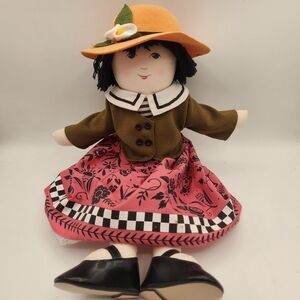 Mary Engelbreit Pink Floral Skirt Meghan Rag Doll with Orange Hat Scarce Design